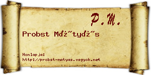 Probst Mátyás névjegykártya